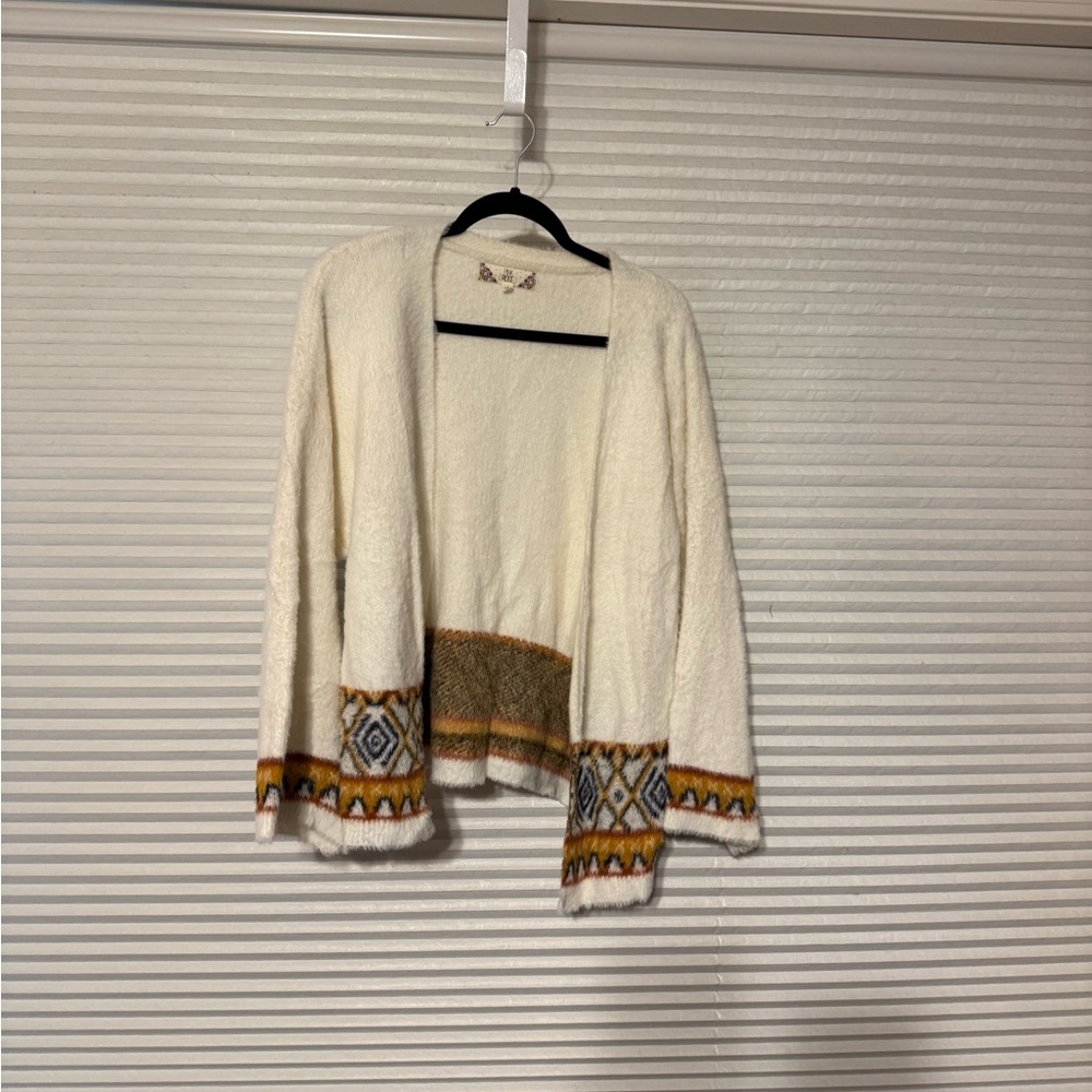 Pink Rose White and Brown Bohemian Cardigan